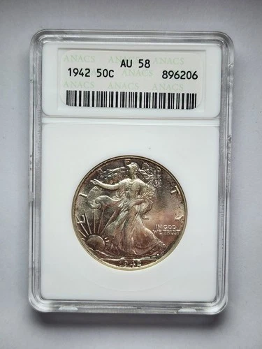 1942 Walking Liberty Half Dollar ANACS AU58 Certified