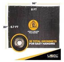 96"x80" XL Sound Dampening Blanket with Grommets, Washable, 12 Pounds     