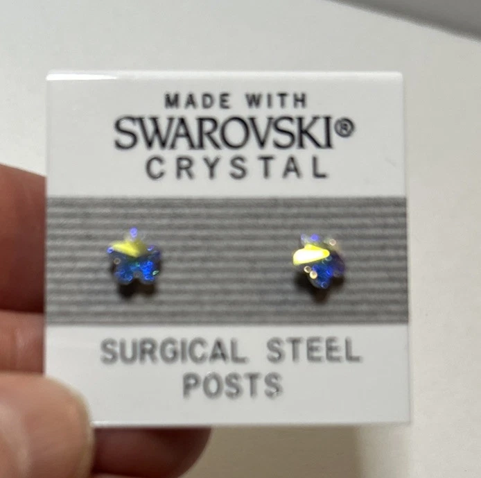 Pendientes Swarovski de plata de ley, azules Foto 3 de 4