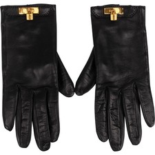 Hermès Black Leather Kelly Women Gloves