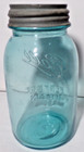 Vintage blue 1-quart Ball Perfect Mason jar #4 with zinc and ceramic screw lid — photo 3