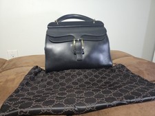 Vintage Gucci Top Handle Black Leather Bag Vintage - Srorage Ba Included