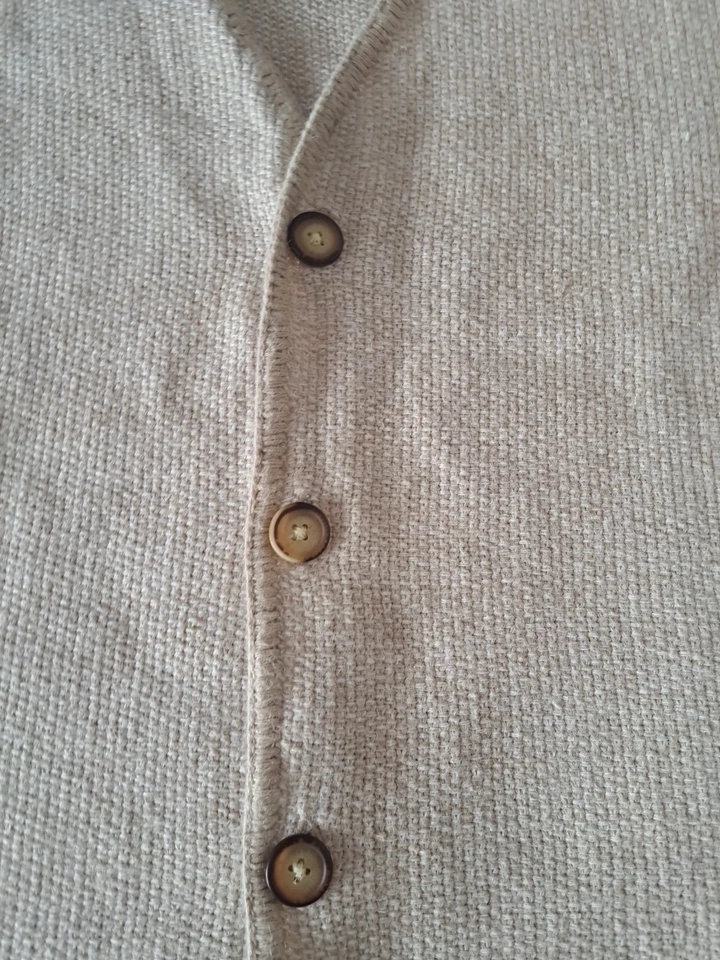 Structure Sweater Vest Button Up Vintage Men’s Sz XL Khaki Cotton & Ramie - Image 3 of 4