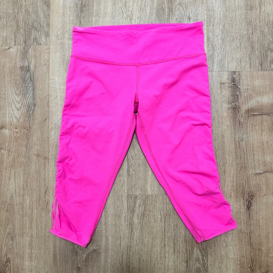 LULULEMON | Leggings Capri Acanalados Power Flow Rosa Caliente Entrenamiento Atletismo, Talla 8 Foto 3 de 4