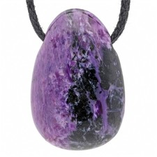 Charoit Tropfenanhänger mit Baumwollband gebohrt | Edelstein Schmuck