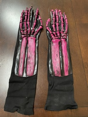 ZAGONE STUDIOS UV PINK GLOW SKELETON GLOVES/HANDS N1062