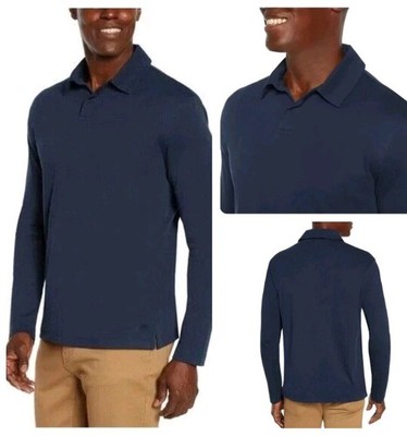 Banana Republic Men's Long Sleeve Luxe Touch Performance Polo Large Blue New!