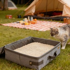 Travel Litter Box for Cat with Lid and Handle Standard Portable Collapsible L...