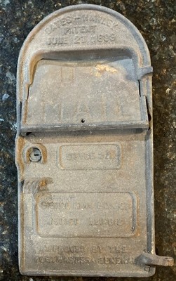 VTG  1899 Bates Hawley US MAIL Cast Iron Mailbox Front with Slot