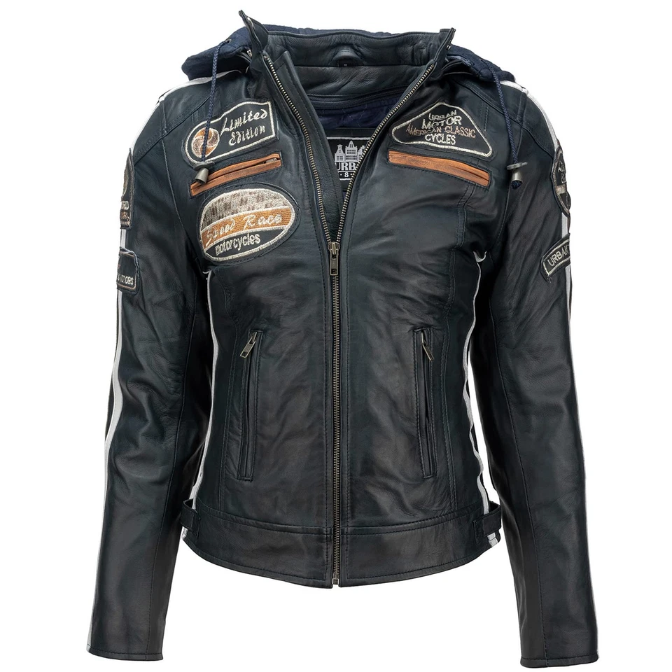 Motorradjacke Damen Mit Protektoren, Damenjacke aus Lammleder, Protektoren fü... - Bild 1 von 4