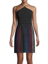 EUC Aidan Mattox Rainbow Fringe/Black Cocktail Dress Size 4