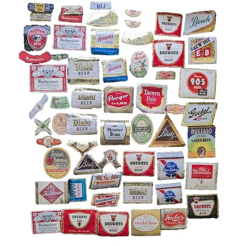 Lot of 58 Vintage Beer Bottle Labels Antique Advertising Liquor Memorabilia