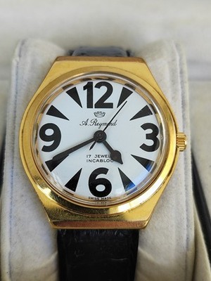 August Reymond vintage watch for men manual wind gold plate big numerals