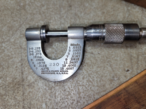 old Brown & Sharpe No. 230 RS Machinists 0 to 3/8'' Paper Gage Micrometer w/Box - Afbeelding 8 van 17
