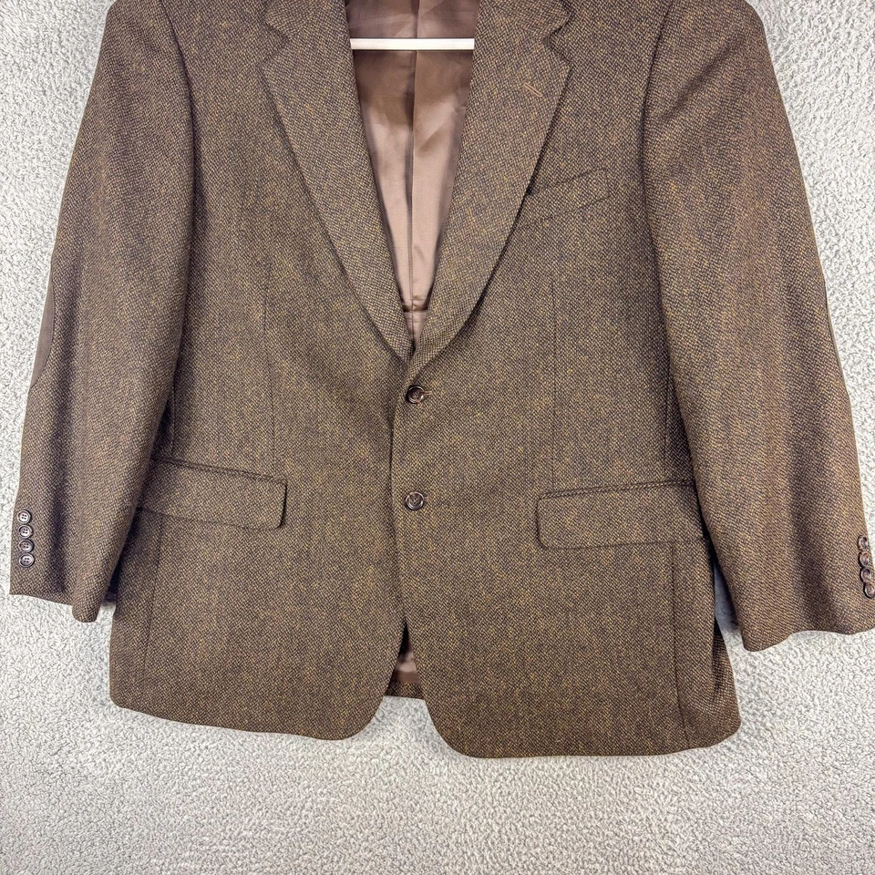 Blazer LaCrosse Highland Shetlands Para Hombres 46R Marrón Lana Codo Parche Chaqueta Foto 3 de 4