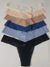HANKY PANKY LACE LOW RISE THONG SET OF 6 ASSORTED COLORS ONE SIZE
