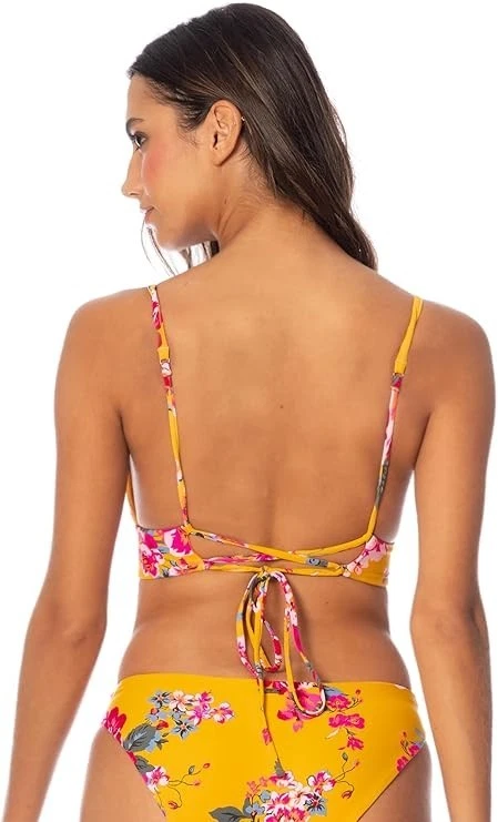 Nuevo con etiquetas Maaji Ocean Blue Parade Long Line Triángulo Traje de baño Top Grande Amarillo Foto 2 de 4