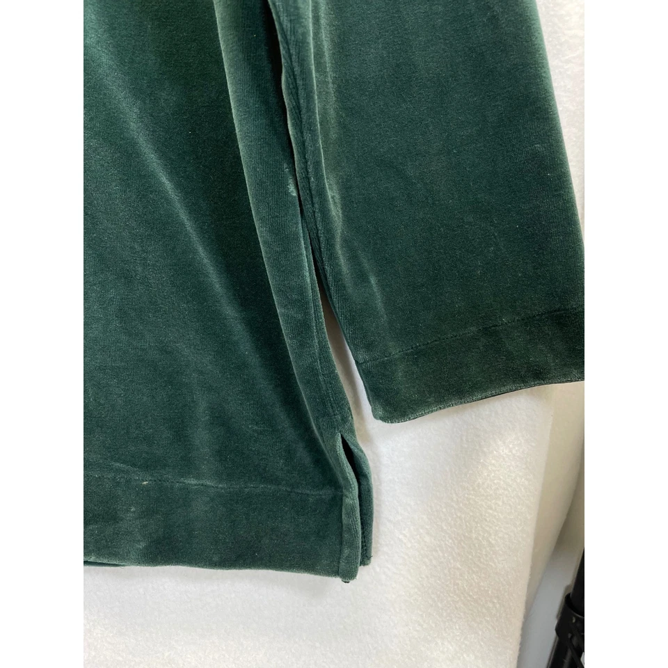 Женская бархатная рубашка Liz Claiborne LIZWEAR на пуговицах зеленая размер L с длинным рукавом - Изображение 2 из 4