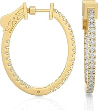 0.5 to 1  Carat Diamond Oval Hoop Earrings in 14k (F-G, SI2-I1, cttw)