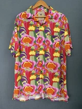 OAS The Cuba Button Shirt Short Sleeve Viscose Multi Color Sz Large Men’s Vacay