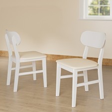 Farmhouse Dining Chairs Set of 2 Faux Leather Upholstered,350lbs Capacity,White
