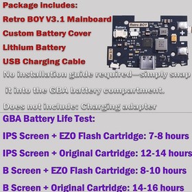 New For Game Boy Advance GBA Rechargeable Battery USB-C 1800 mAh 3.7 V w/ USB