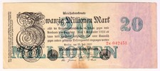 1923 Germany 20 Million Mark 042451 Reichsbanknote Paper Money Banknotes