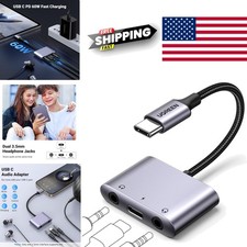 USB C to Aux Adapter 3 in 1 Headphone Splitter with Fast Charging Capability