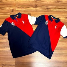 Pack of 2 Polo Ralph Lauren Polo Shirt Boys L 14-16 Multi Colorblock Embroidered