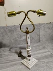 Farmhouse Double Gooseneck Handpainted Floral Rose Chic Granny Boudoir Lamp Vtg