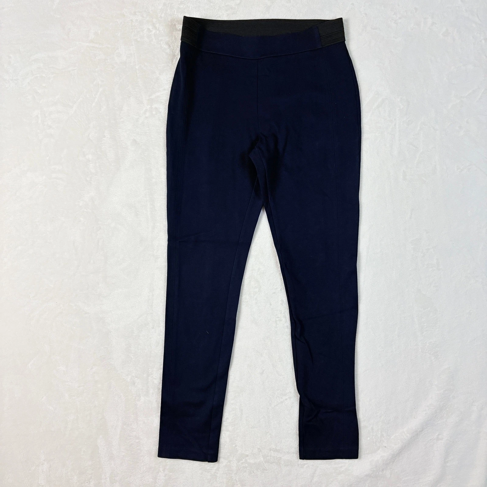 Talbots Pants Women Sz Medium Navy Blue Elastic Waist Pull On Signature Leggings