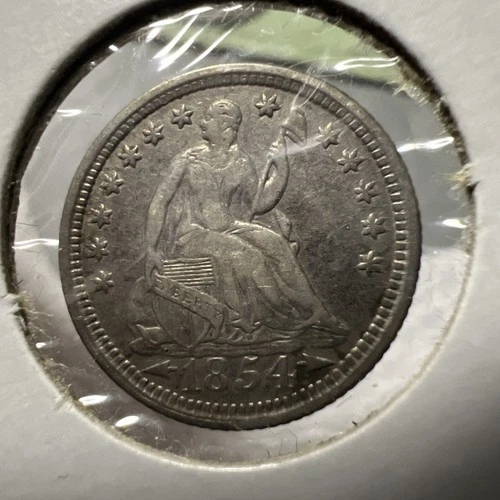 1854 SEATED LIBERTY HALF DIME WITH ARROWS COIN ^^