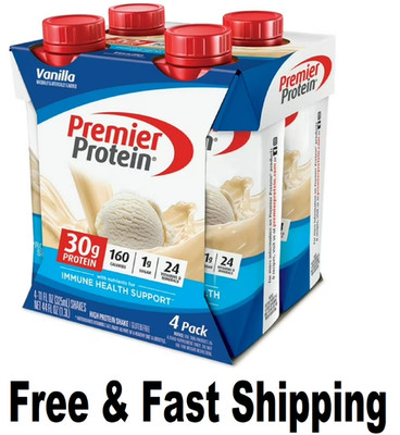 Premier Protein Shake, Vanilla, 30g Protein, 11 fl oz, 4 ct Free & Fast Shipping