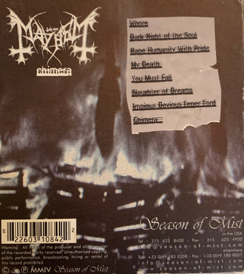 Mayhem - Chimera CD 2004 Season of Mist - SOM 084 [Limited Edition