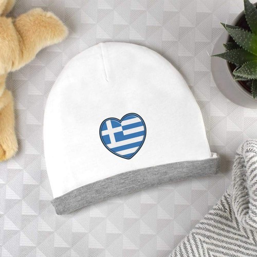 'Greece Flag Heart' Kids Slouch Hat (KH00025843) - Picture 2 of 2