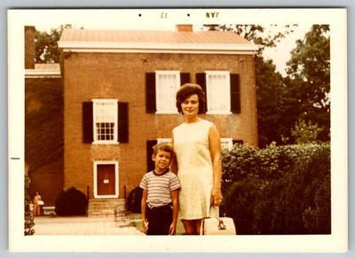 #ad #ad Vtg Color Snapshot Woman In Dress amp; Boy In Striped Shirt By Brick House 1971 $7.99