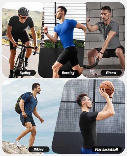 Men's Compression Shirts 2 Pack, Short Sleeve Athletic Compression Tops Cool ... - Picture 6 of 6