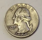 U.S. 1959 Quarter Coin "NO" Mint Mark - 90% Silver!!