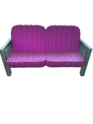 Barbie Dollhouse Furniture Purple Plastic Sofa Couch Mattel Gray Arms Dreamhouse