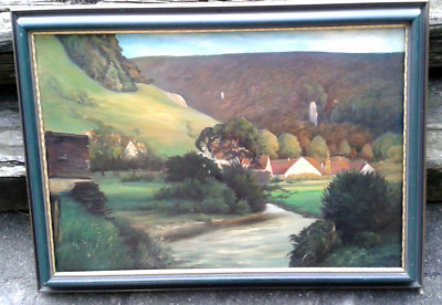 '' SCHWÄBISCHE ALB '' Ölbild auf Leinwand - Donautal, Format ca. 75 x 52cm - toll
