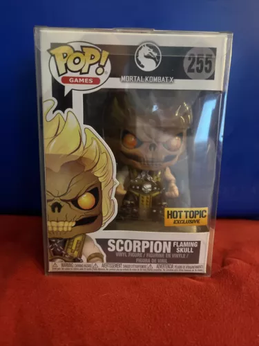 Funko Pop! Games Mortal Kombat X #255 Scorpion Flaming Skull Hot Topic Excl.