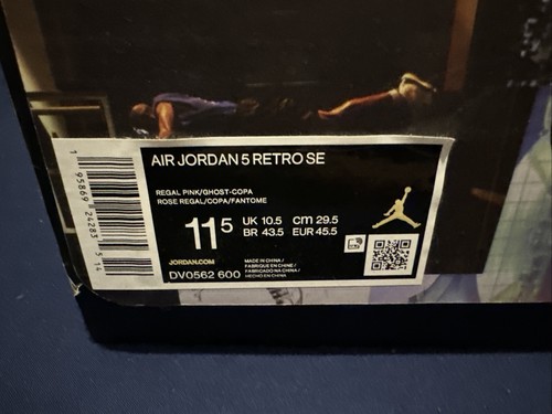 Size 11.5 US- Nike Air Jordan 5 Retro SE Easter 2022 Pink Uk 10.5 - Picture 6 of 6
