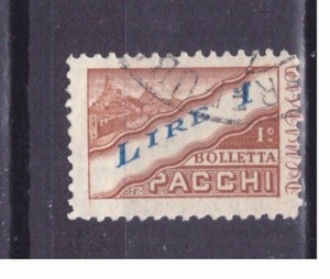 Francobolli San Marino 1945 Pacchi Postali 1 Lira Bolletta Sas23