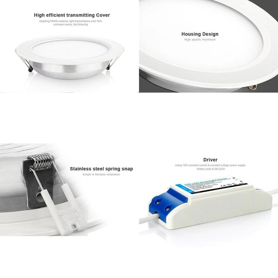 MiLight LED Recessed Round Downlight - RGB-DW (CCT) WiFi Remote Control 12W - Image 2 of 4