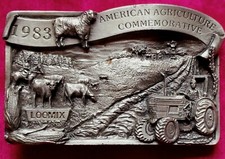 Vintage 1983 Commemorative "AMERICAN AGRICULTURE" Pewter Belt Buckle, 293/5000