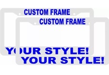 2 Custom Personalized White With Blue Letters Customized License Plate Frame 2 Custom Personalized White With Blue Letters Customized License Plate Frame
