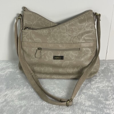 MultiSac Haven Floral Man Made Material Crossbody Beige Handbag Purse 7 Pockets