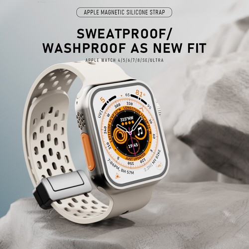 For Apple Watch Ultra Sports Breathable Silicone Band 38//40/41/42/45/49mm Strap - 第 4/30 張圖片