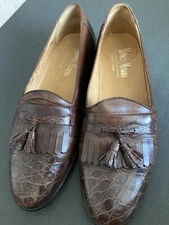 Neiman Marcus Handmade Genuine Crocodile Loafers Size 10.5M Brown