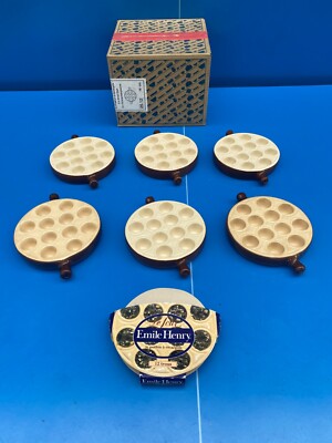 Emile Henry lot de 6 plats poêlon à escargots 12 trous en grés céramique C8
